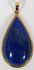 14KT YELLOW GOLD BLUE LAPIS LAZULI PENDANT