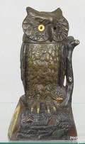 Owl Turns Head cast iron mechanical bank pat 1880