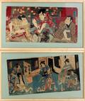 JAPANESE WOODBLOCK TRIPTYCHS 19TH C 2 PIECES
