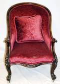 VICTORIAN UPHOLSTERED  MAHOGANY PARLOR CHAIR