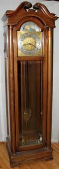 COLONIAL MFG CO MAHOGANY TALL CASE CLOCK