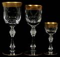 HANDCUT GILT RIM STEMWARE GROUP 36 PCS