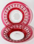 CRANBERRY OVERLAY CRYSTAL DESSERT PLATES 12 PCS