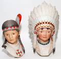 CYBIS BISQUE NATIVE AMERICAN BUSTS 2 PIECES