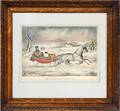 CURRIER  IVES LITHOGRAPH THE ROAD WINTER