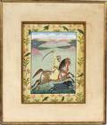 INDIAN PRINT MUGHAL WSWORD ON HORSEBACK