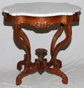 VICTORIAN ROSEWOOD TABLE MARBLE TOP C 1870