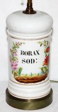 PORCELAIN BORAX JAR MOUNTED AS A TABLE LAMP