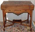 DAMASCUS FRUITWOOD INLAID FLIP TOP GAMES TABLE