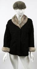 PERSIAN LAMB JACKET MINK CUFFS  COLLAR HAT