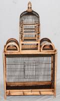 ANTIQUE WOOD AND METAL BIRD CAGE