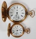 HAMPDEN GOLD FILLED ETCHED POCKET WATCHES 2 PCS