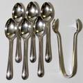 SILVERPLATE DEMI TASSE SPOONS SUGAR TONGS