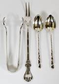 STERLING DEMI TASSE SPOONS SUGAR TONG PICKLE FORK