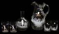 MARY GREGORY GLASS PITCHER EAU DE NUIT  TUMBLERS