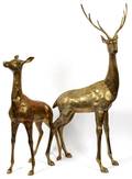SOLID BRASS STANDING DEER TWO