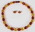 22KT YELLOW GOLD AMBER EARRINGS  BEAD NECKLACE