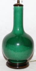 CHINESE GREEN POTTERY TABLE LAMP