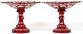 BOHEMIAN RUBY  ETCHED GLASS SMALL COMPOTE 20TH