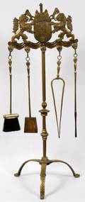 BRASS FIREPLACE STAND AND TOOLS