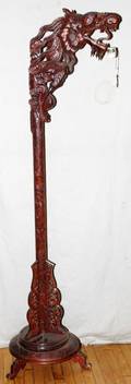 CHINESE CARVED WOOD DRAGONFORM STAND