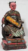 CHINESE CARVED  PAINTED WOOD FIGURE