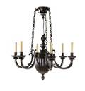 French Style Patinated Bronze 6 Light Chandelier