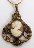 12 KT GOLD FILLED NECKLACE  CAMEO PENDANT