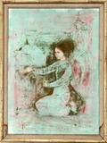 EDNA HIBEL COLOR LITHOGRAPH KNEELING LADY