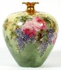 WILLETS BELLEEK PORCELAIN HANDPAINTED BULBOUS VASE