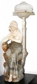 CARRARA MARBLE FIGURAL LAMP REBECCA AT THE WELL