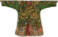 CHINESE EMBROIDERED GREEN SILK DRAGON ROBE