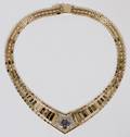 2CT TANZANITE 130CT DIAMOND ART DECO NECKLACE