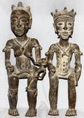 WEST AFRICAN BENIN BRONZE ROYAL FIGURES 2 PCS