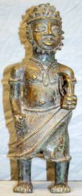 WEST AFRICAN BENIN CAST BRONZE MALE WARRIOR