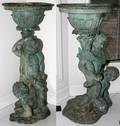 BRONZE PLANTERS CHERUBS 20TH C PAIR