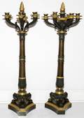 FRENCH BRONZE SIXLIGHT CANDELABRA 19TH C PAIR