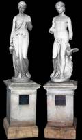 HEBE  GANYMEDE SANDSTONE SCULPTURES 19TH C
