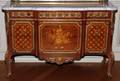 LOUIS XV STYLE MARQUETRY INLAID COMMODE WMARBLE