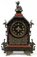 BELGIAN BLACKROUGE MARBLE MANTEL CLOCK C 1900
