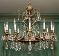 GILT METAL  CRYSTAL TWELVELIGHT CHANDELIER