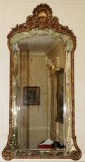 ITALIAN GILT WOOD  ETCHED GLASS MIRROR C 1900
