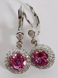 14KT WHITE GOLD PINK SAPPHIRE  DIAMOND EARRINGS