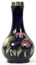 MOORCROFT POTTERY CABINET VASE W SILVERPLATE