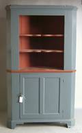 Pennsylvania painted poplar 2part corner cupboard