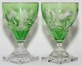 STEUBEN THISTLE ENGRAVED GLASS WINE GOBLETS