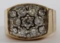 14 KT YELLOW GOLD AND DIAMOND GENTLEMANS RING