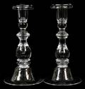 STEUBEN CRYSTAL TEARDROP CANDLESTICKS PAIR