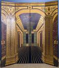 ART DECO STYLE PATINATED WOOD FOURPANEL SCREEN