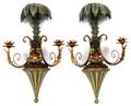 WOOD  POLYCHROME BLACKAMOOR TWOLIGHT SCONCES